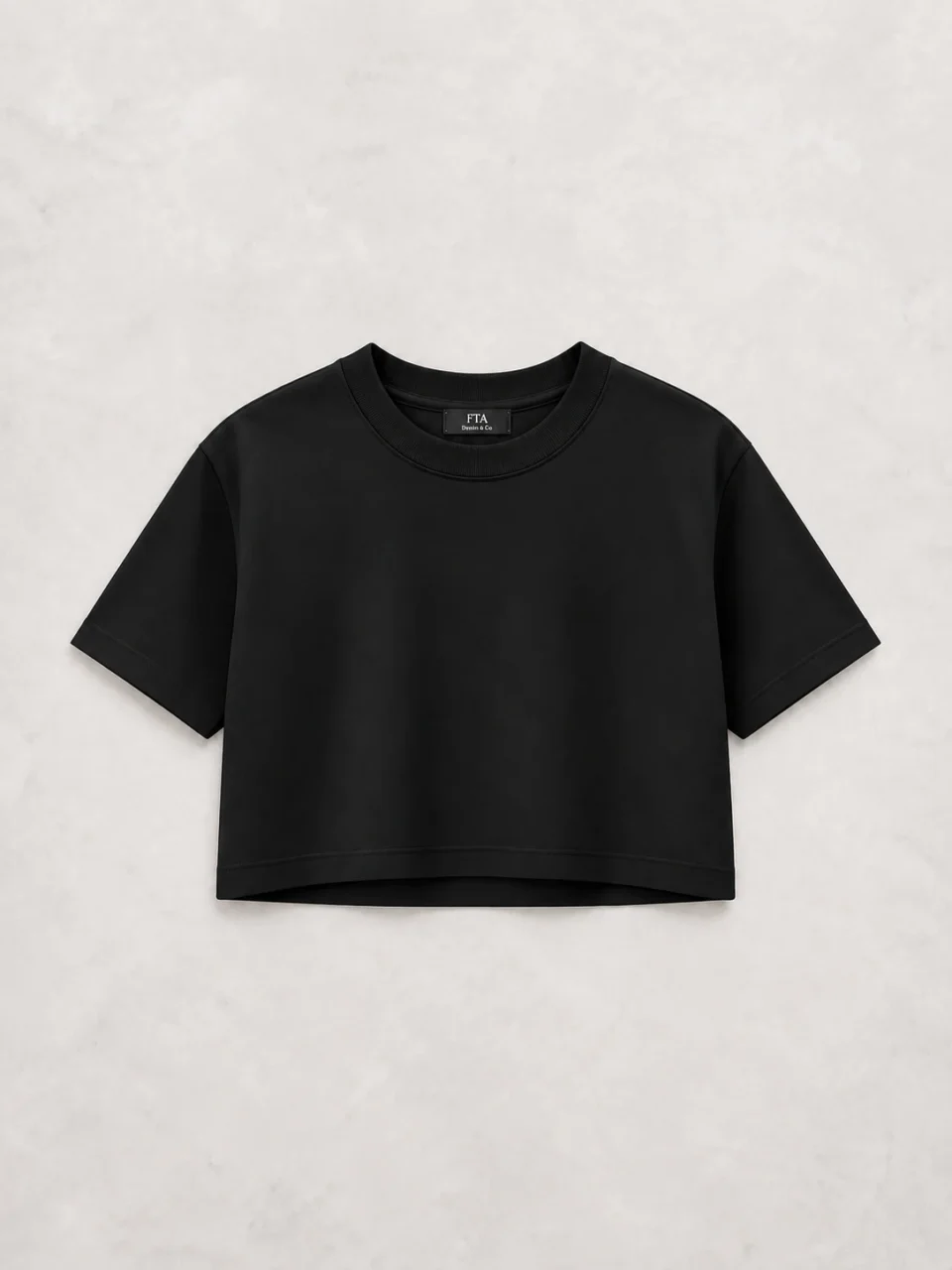 Crop Top Semi Over Mujer Premium 280 g – Negro