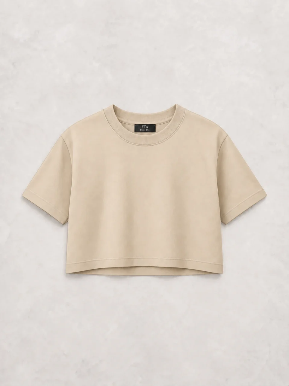 Crop Top Semi Over Mujer Premium 280 g – Beige