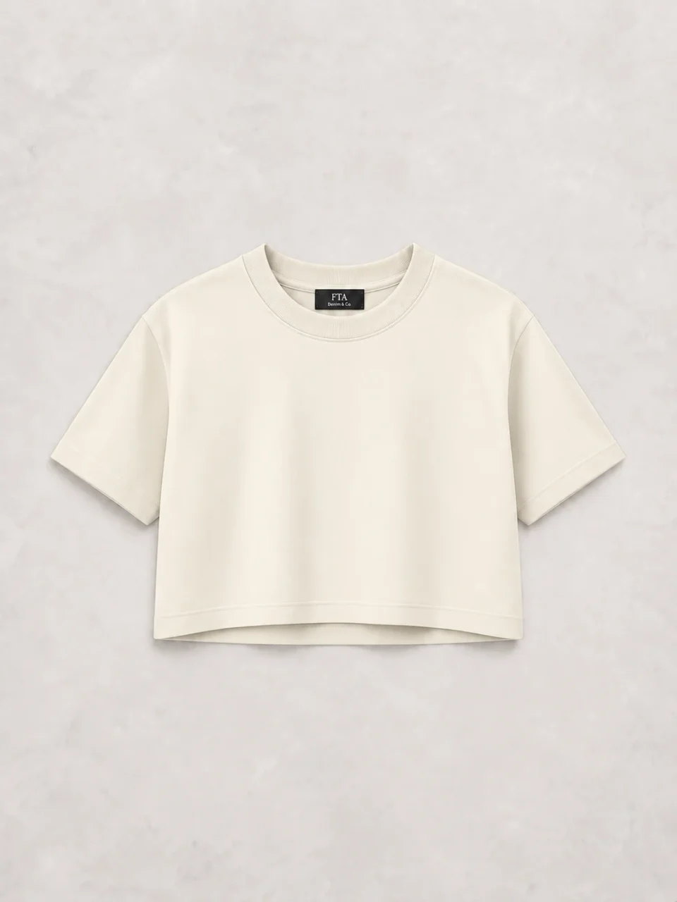 Crop Top Semi Over Mujer Premium 280 g – Marfil